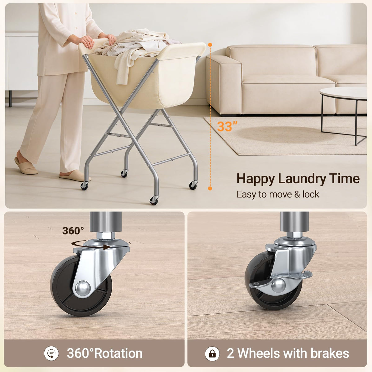 ELYKEN locking brakes keep the cart stable when loading