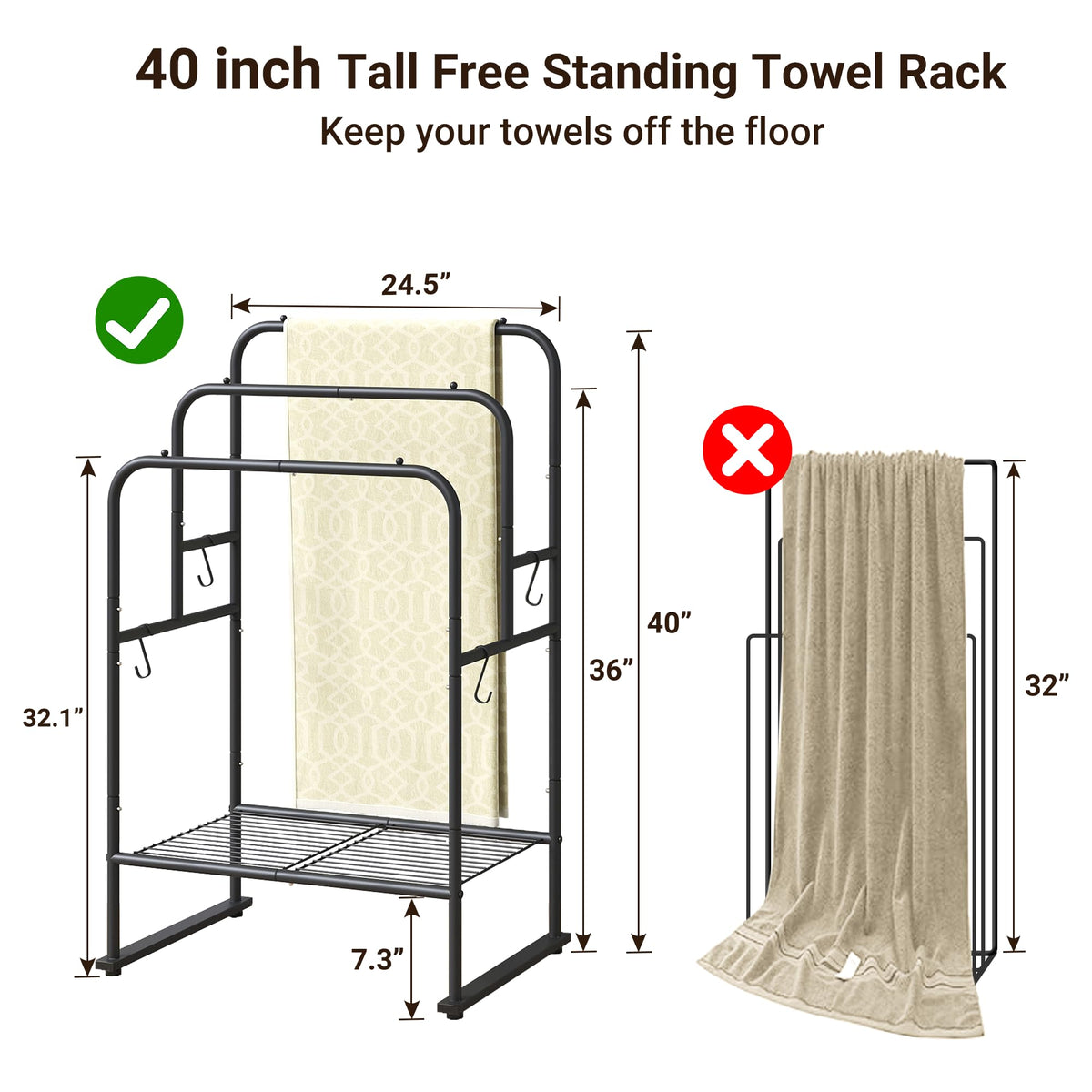 ELYKEN outdoor towel rack with hooks designed for poolside use and durable placement.
