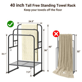 ELYKEN outdoor towel rack with hooks designed for poolside use and durable placement.