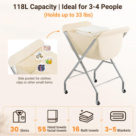 ELYKEN removable liner bag with side pocket for organized laundry