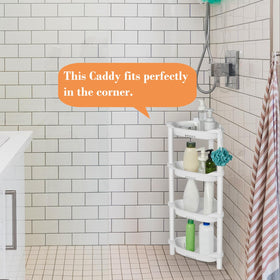 ELYKEN rustproof plastic shelf with drainage holes keeps showers tidy