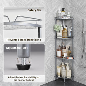 ELYKEN shower caddy adjustable feet stay stable on uneven floors