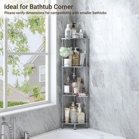 ELYKEN floor-standing shower shelf fits in the corner of the bathroom