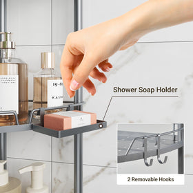 ELYKEN corner shower caddy with two hooks for razors and sponges