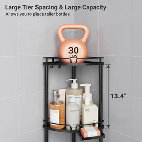 ELYKEN shower organizer with soap holder keeps bath essentials tidy.