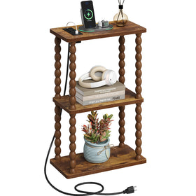 ELYKEN side table with charging station showing USB and outlet for easy charging