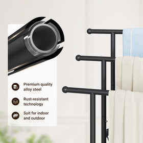 ELYKEN three-tier rack includes four movable hooks for flexible storage.