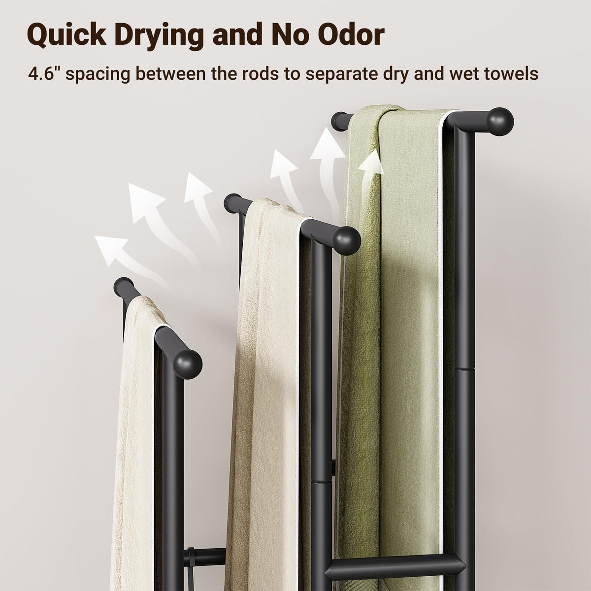 ELYKEN sturdy floor rack with a shelf adds hidden storage and stability.