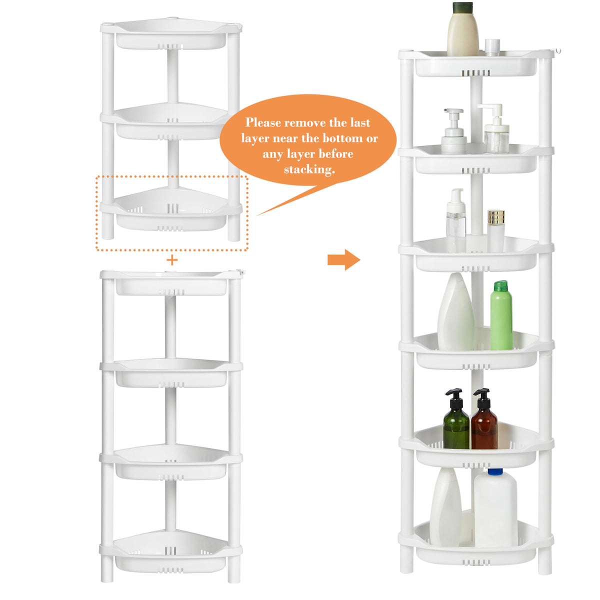 ELYKEN two units combine to create seven-shelf shower organizer