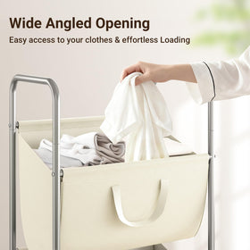ELYKEN four wheels with two brakes offer stable mobility for the laundry cart.