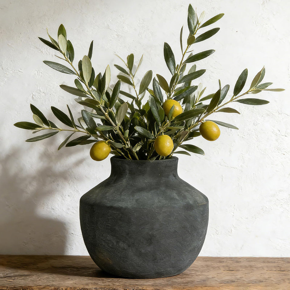 ELYSIIRENA ceramic vase in black for farmhouse style and durable tabletop display.