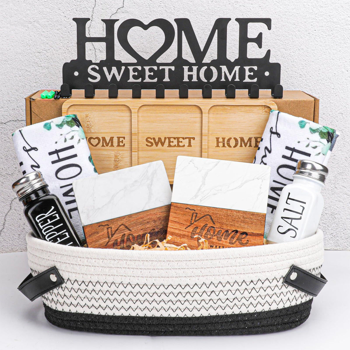 Elysirise woven rope basket with leather accents, ideal for chic storage.