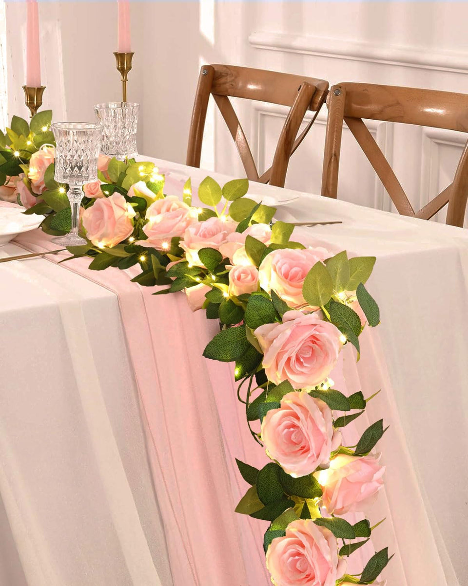 Elyum 4-pcs flower garland with roses for versatile decor and ambience.