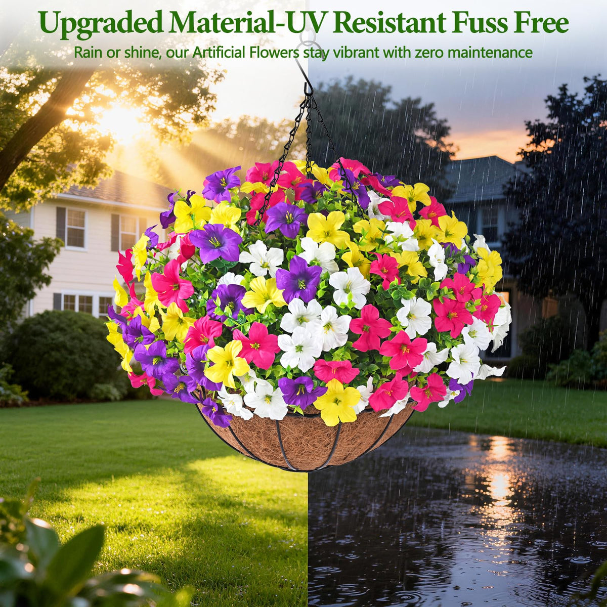 Elyum hanging-basket setup ideas for porches and balconies.