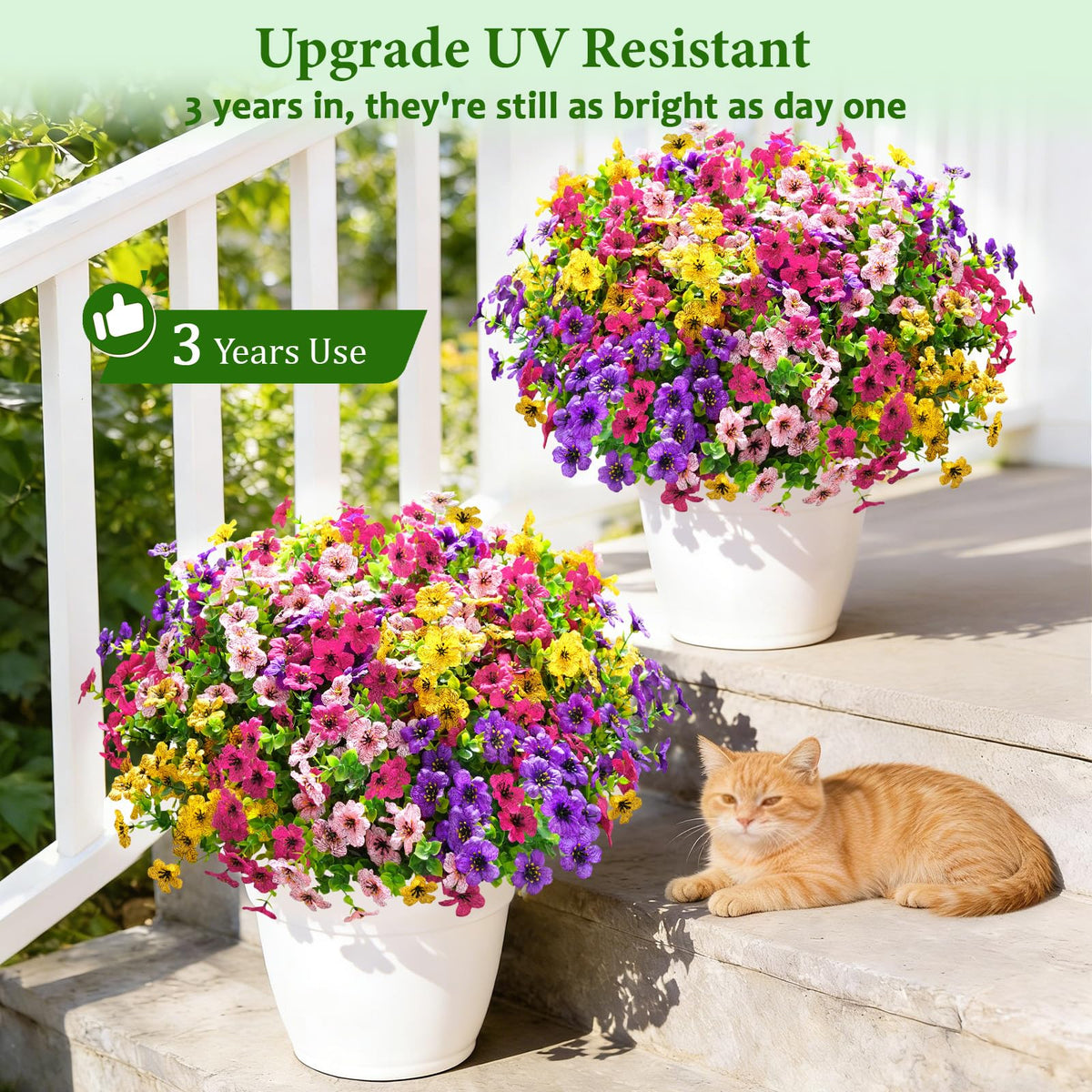 Elyum outdoor flowers for garden and porch create instant color year-round.