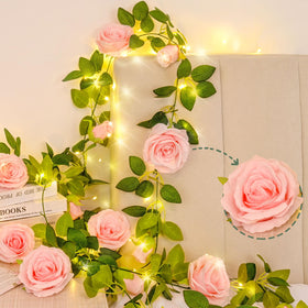 Elyum pink floral garland enhances living rooms and bedrooms.