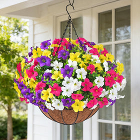 Elyum realistic hanging flowers in baskets boost curb appeal with lifelike detail.