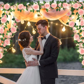 Elyum rose garland ideal for wedding arches and centerpieces.