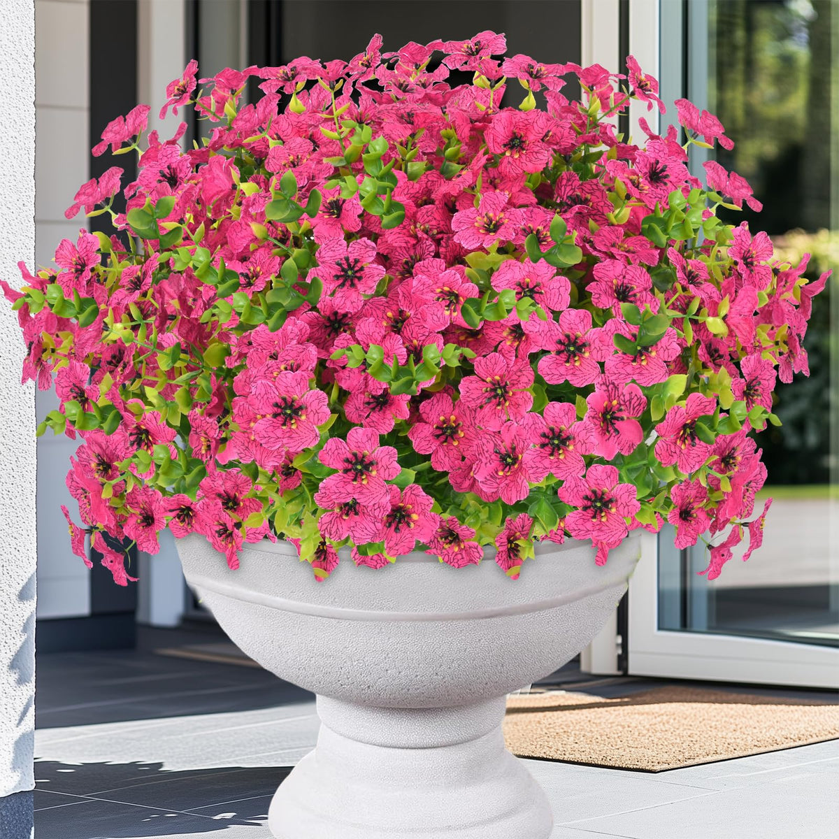 Elyum rose-red outdoor faux flower bundle for porches adds maintenance-free color