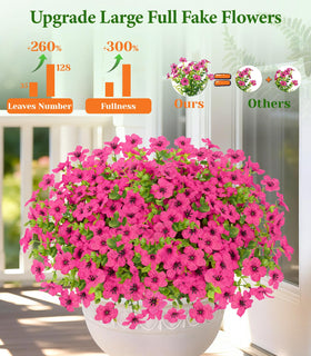 Elyum rose-red outdoor faux flower bundle showcased on a balcony
