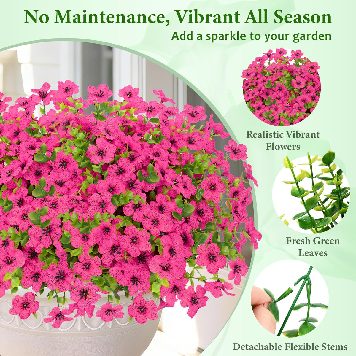 Elyum rose-red outdoor faux flower bundle highlighting lifelike petals