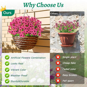 Elyum rose-red outdoor faux flower bundle arranged for garden edge
