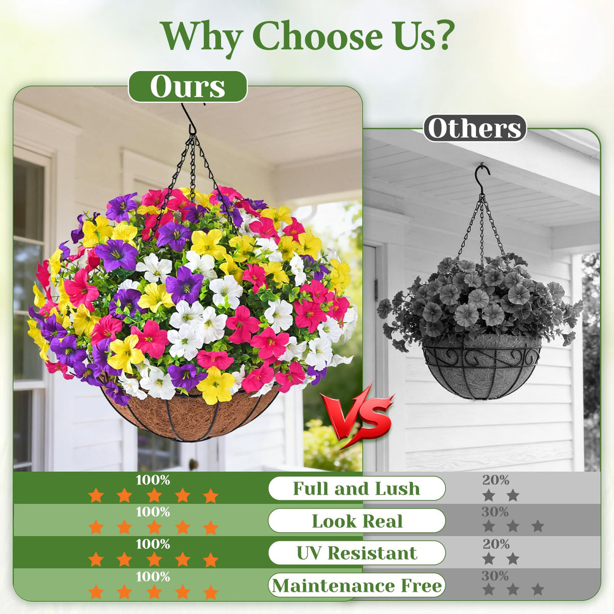 Elyum UV-resistant fake flowers stay bright in sun for year-round outdoor decor.