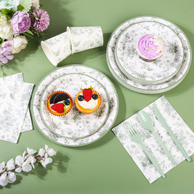 Elyxio sage green floral cups for stylish beverages at events
