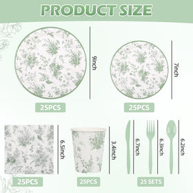 Elyxio sage green floral dessert plates add chic accents to celebrations