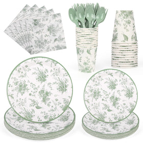 Elyxio sage green floral dinner plates for elegant outdoor receptions