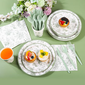 Elyxio sage green floral napkins absorb spills with refined look