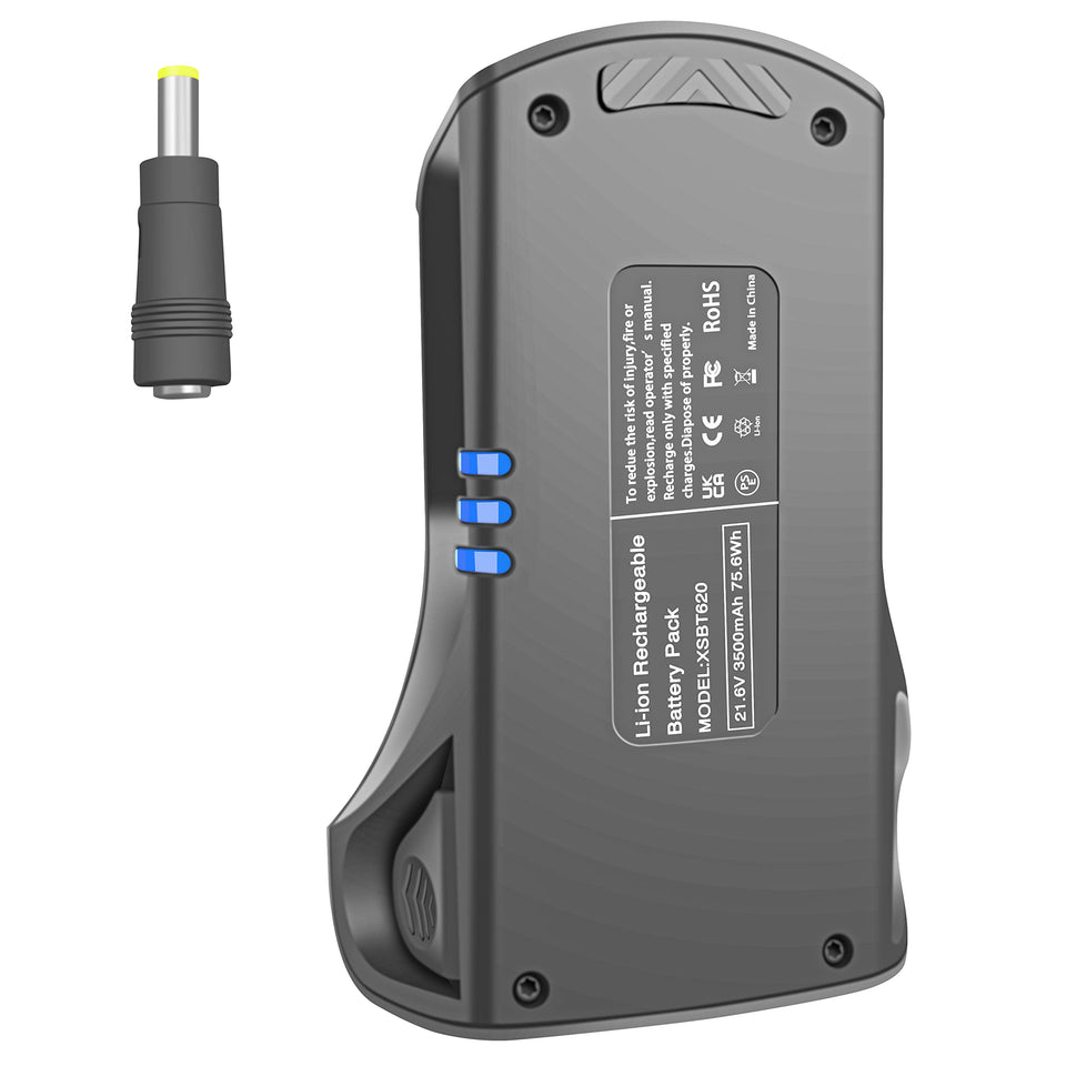Emaks XSBT620 battery pack back view for Shark vacuums with extended runtime.