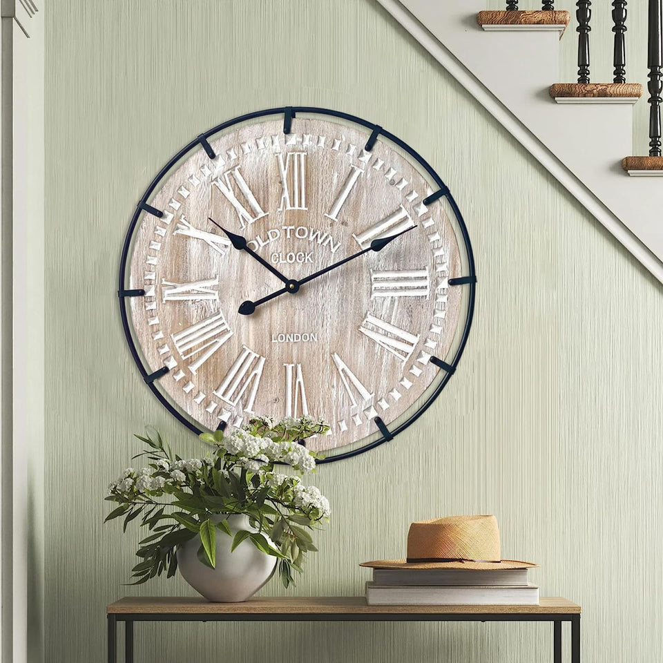 EMAX HOME 24-inch wall clock face with bold numerals for easy reading.