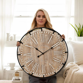 EMAX HOME 30-inch clock dial closeup shows clear numerals for easy reading.