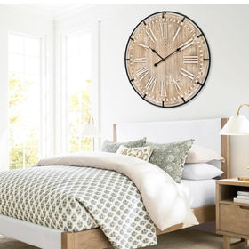EMAX HOME rustic kitchen clock adds warm, inviting ambiance.
