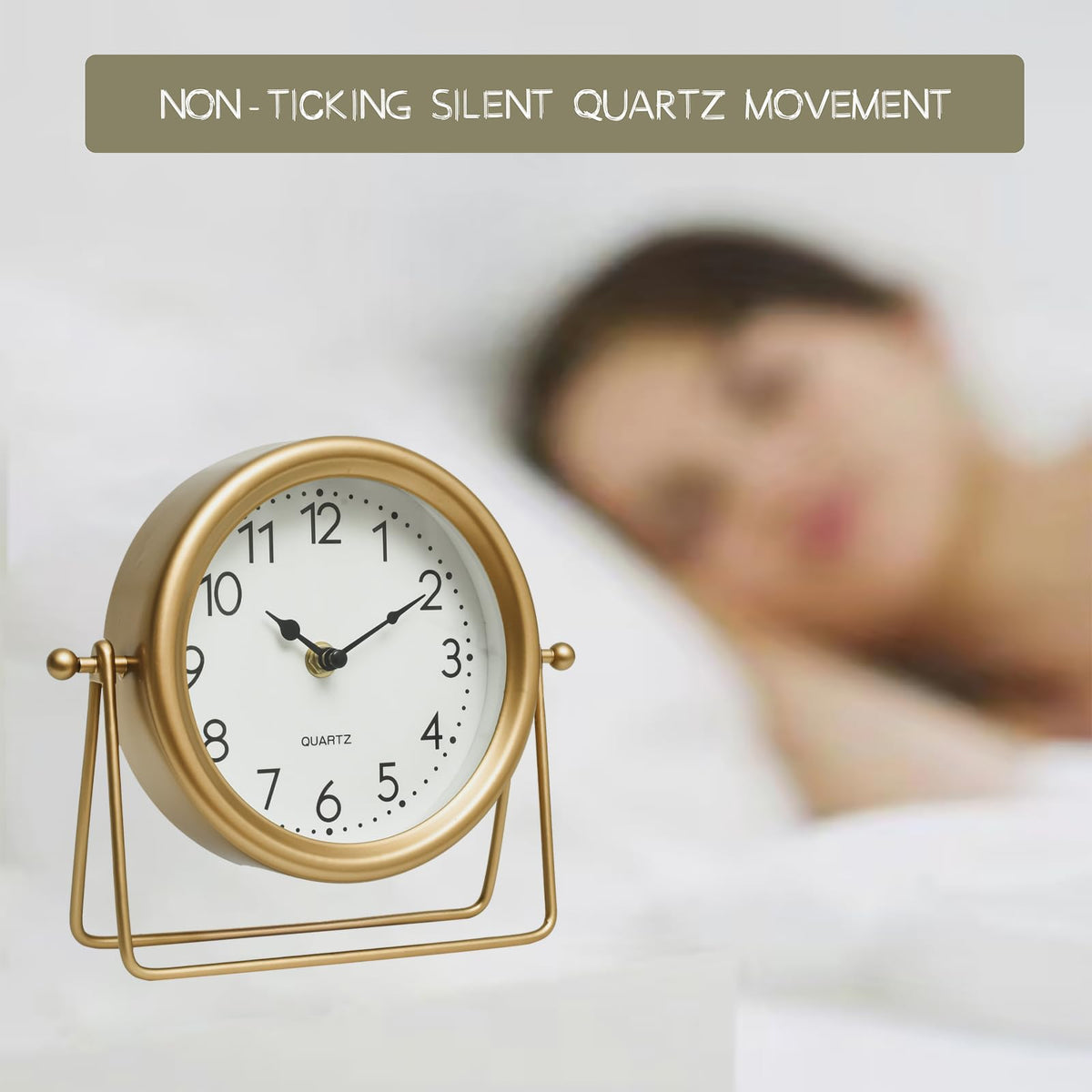 EMAX HOME Vintage Golden Table Clock battery compartment for quick setup