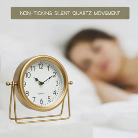 EMAX HOME Vintage Golden Table Clock battery compartment for quick setup