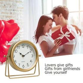 EMAX HOME Vintage Golden Table Clock on bedroom dresser with minimalist style