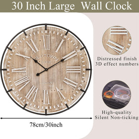 EMAX HOME wooden face clock decorative hanging adds farmhouse style.