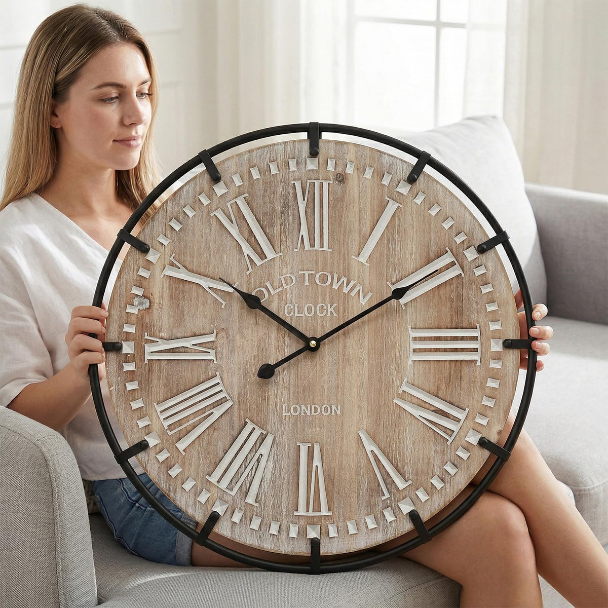 EMAX HOME wooden face detail highlighting rustic charm to anchor decor.