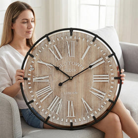 EMAX HOME wooden face detail highlighting rustic charm to anchor decor.