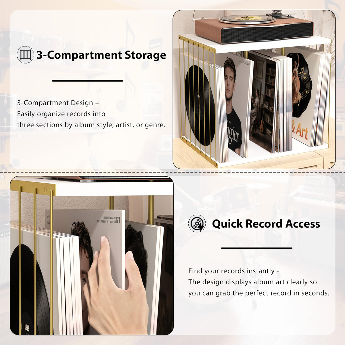 Emfogo 3-compartment organizer keeps Rock, Jazz, and Chill zones neatly separated.