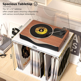 Emfogo built-to-last wood and steel stand supports heavier turntables and growing collections.