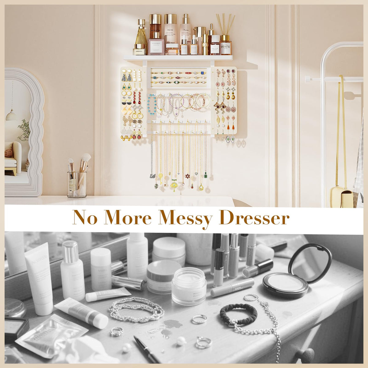Emfogo top tray for perfumes and cosmetics keeps dresser clear