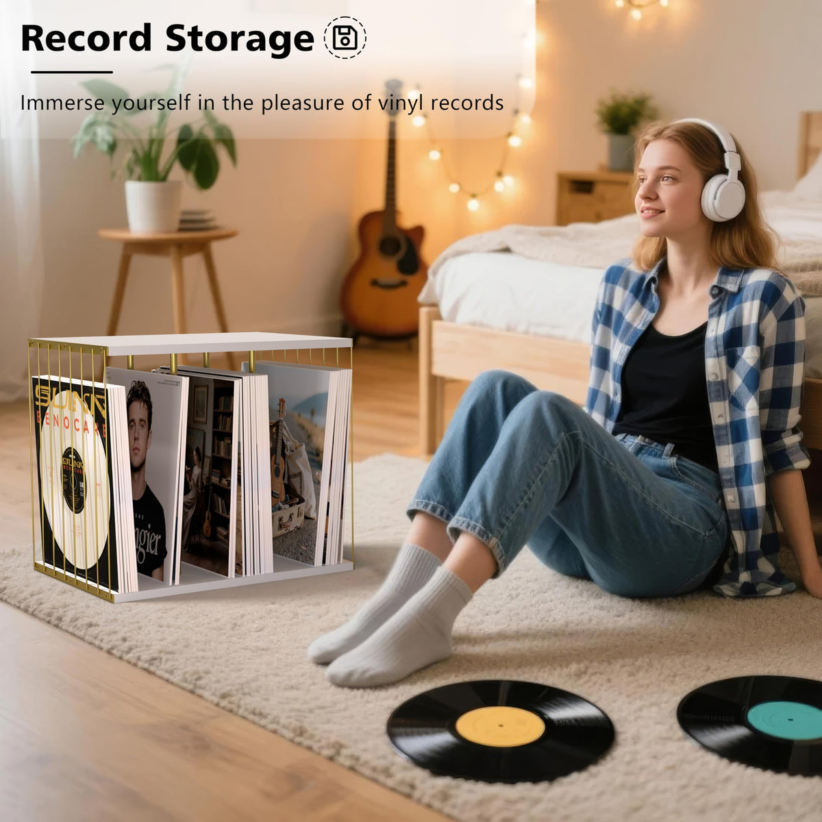 Emfogo versatile storage for magazines or books beside your records.