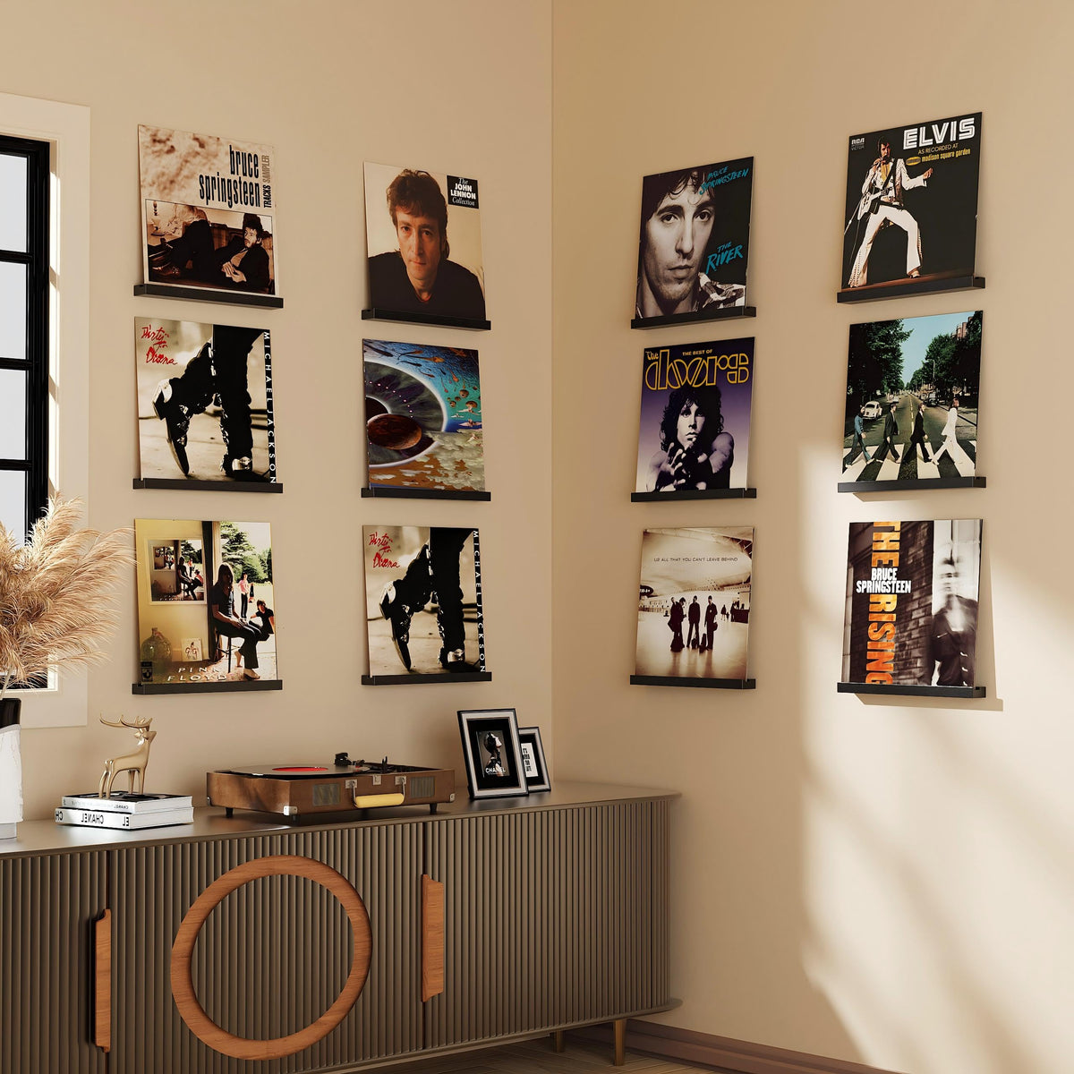 Emfogo wall-mounted record storage demonstrates space-saving, stylish organization