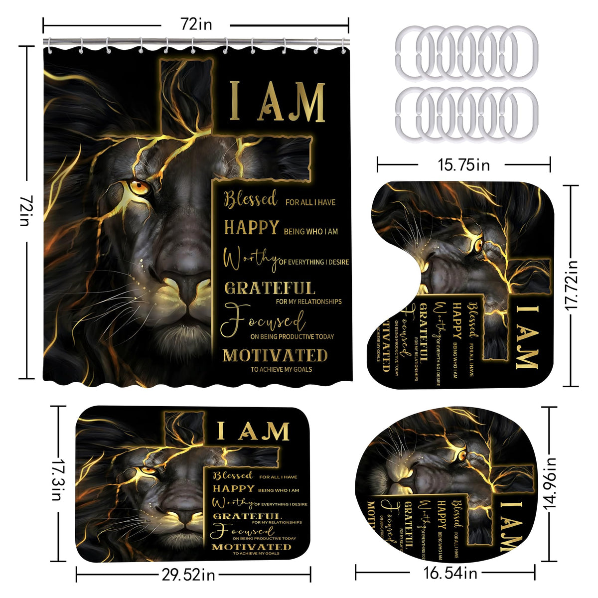 EMHOME black gold lion bath rug offers plush comfort and quick drying.