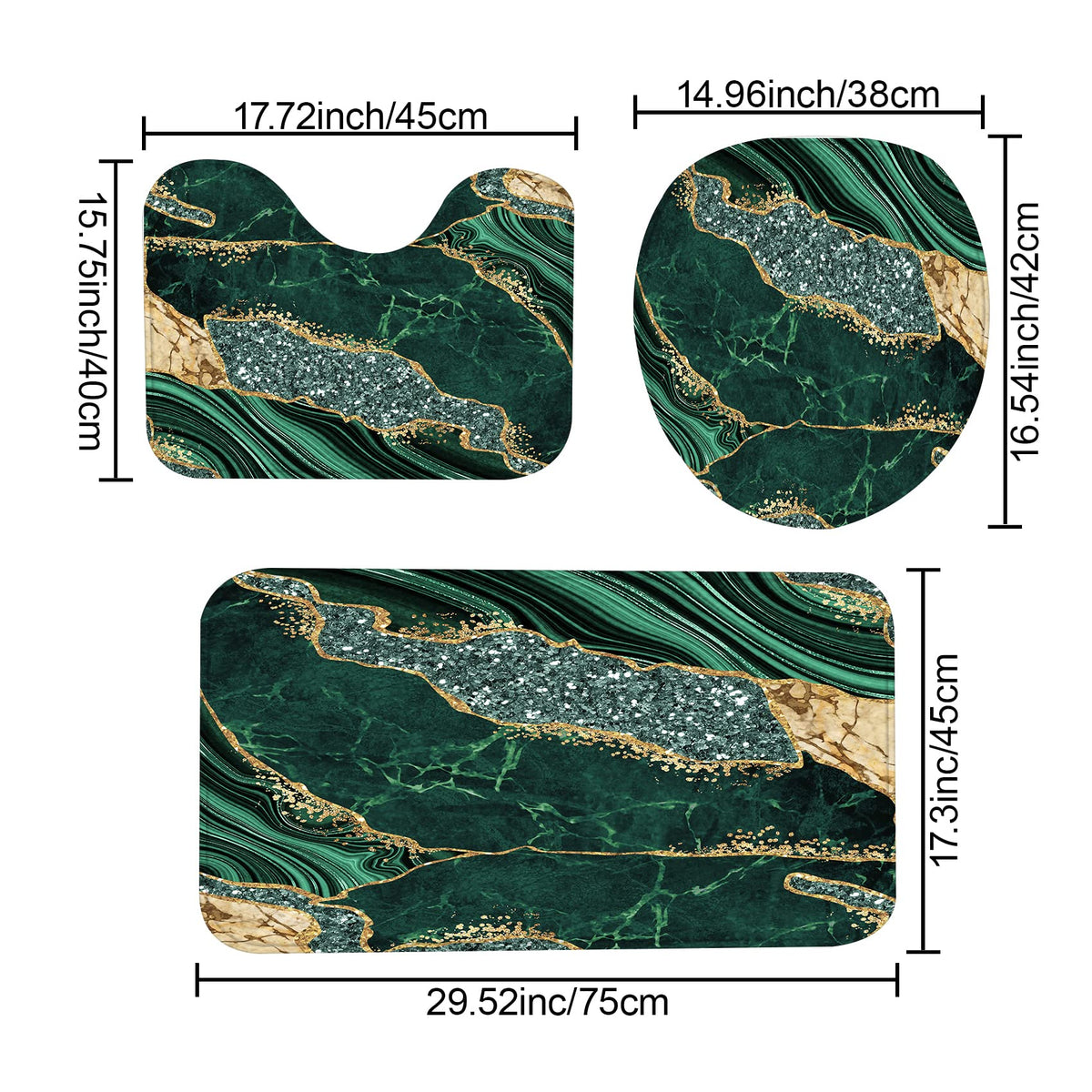 EMHOME close-up shows bold green marble pattern and glossy finish