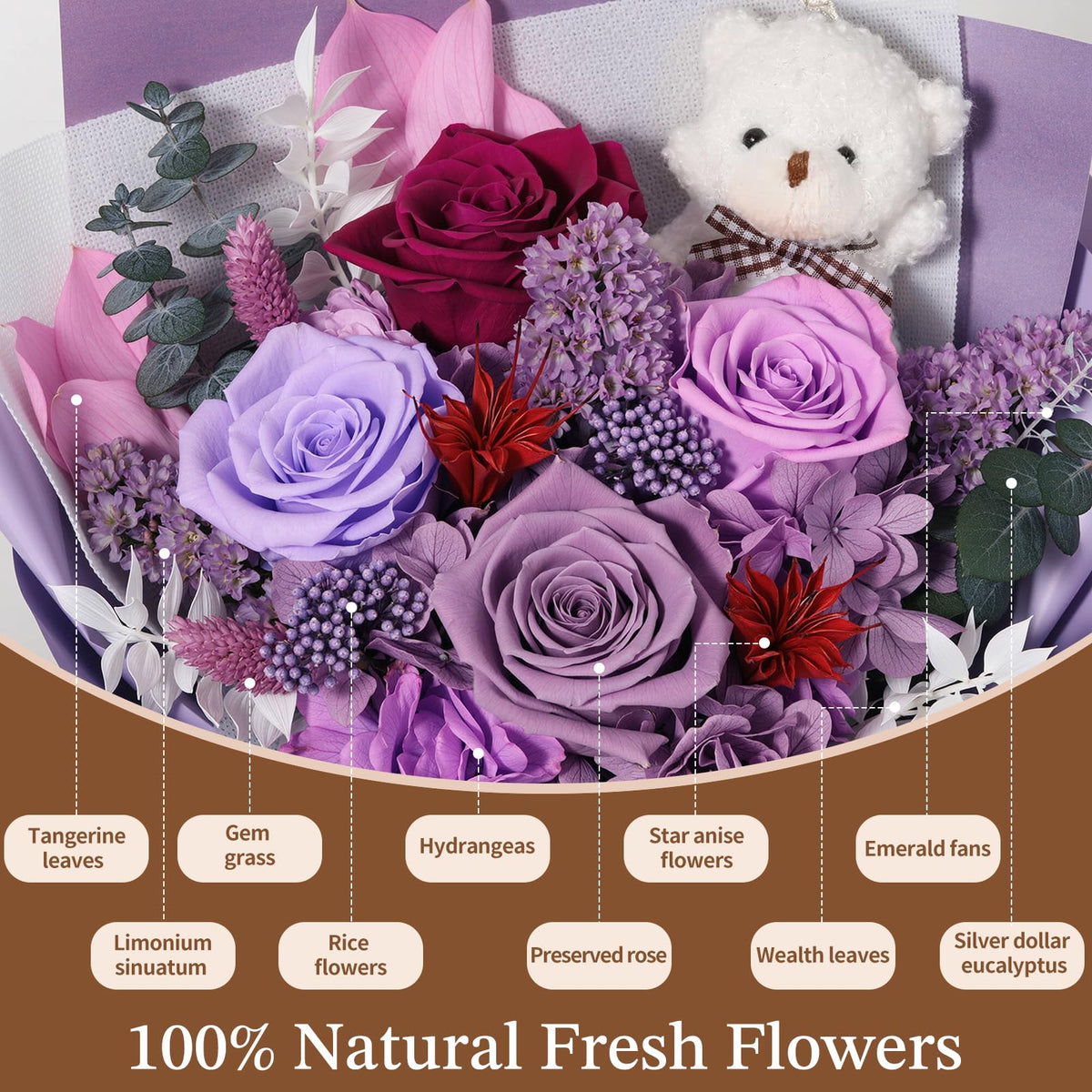 Emibele preserved bouquet as stylish home decor for living rooms and bedrooms.