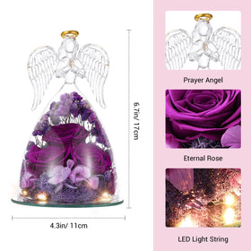 Emibele LED-lit angel and rose create warm ambience for dinners.